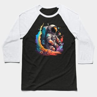 Astronaut in Space Colorful Vibrant Psychedelic Baseball T-Shirt